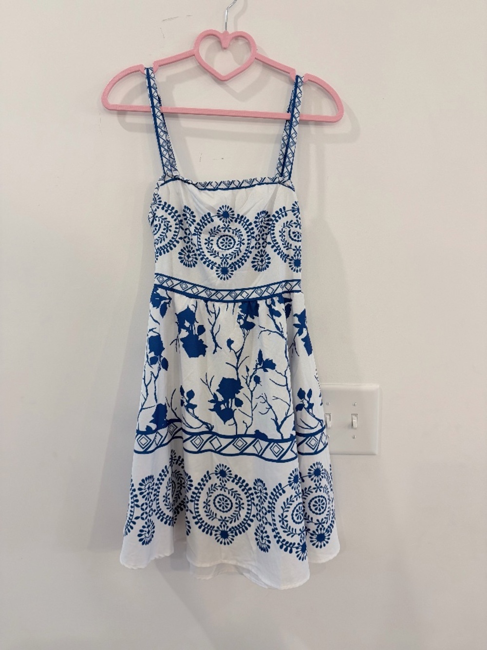 Kids Large Beach Sundress Vacation Casual Blue and White Adjustable